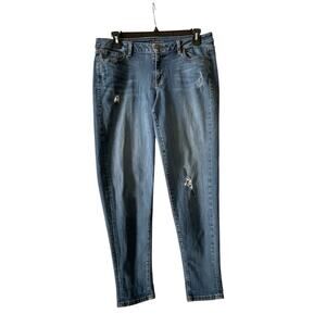 Lane Bryant Women's Size 16 Boyfriend Jeans Blue Denim Med Wash Distressed